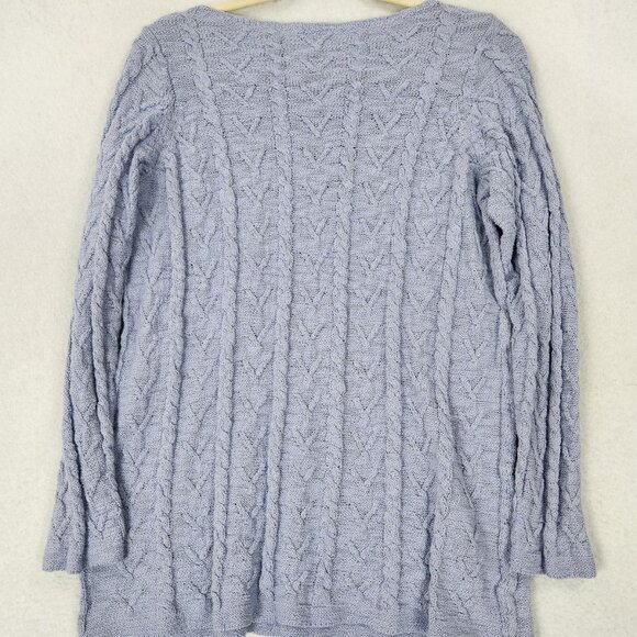 J Jill Sweater Womens Medium Purple Cable Knit Long Sleeve Boat Neck Pullover - Picture 9 of 10